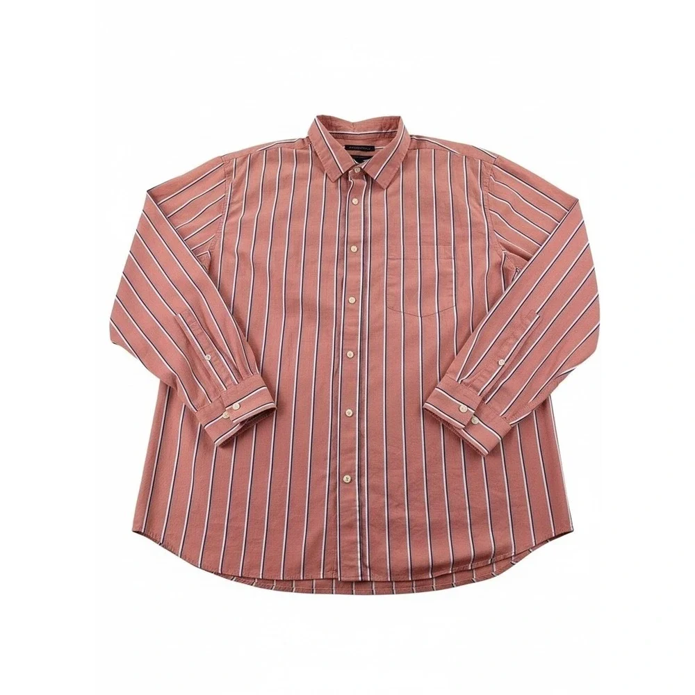 Banana Republic Mens XXL Long Sleeve Dress Shirt Salmon Striped Standard Fit